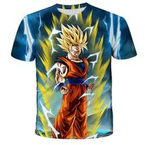 Anime Dragon Ball Son Goku 3d Print Kids T Shirt Summer Fashion Casual T-Shirt Children's Clothing Tshirt Tops 120 geltona