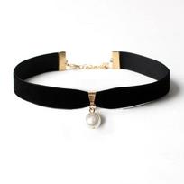 All-match Black Velvet Pearl Choker, Japanese Korean Style Sweet Girl Neck Decoration black