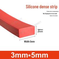 Red & White High-Temp Waterproof Silicone Sealing Strip - Shock-Absorbing, Anti-Collision, Solid Square Flat Strip White 8mm*15mm (per meter) red
