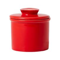 Porcelain Butter Crock Butter Dish With Lid And Stable Base Contemporary Food Storage Container for Kitchen raudona