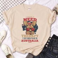 Australija Australijos marškinėliai moterims Harajuku dizainerio gatvės stiliaus marškinėliai moteriški manga Harajuku grafiniai drabužiai XL beige