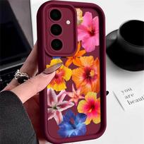 Gėlių rašto dėklas Samsung S25 Ultra S24 FE S23 S22 A56 A36 A16 A15 A55 A35 telefonui, TPU, minkštas, matinis, atsparus smūgiams Samsung Galaxy A06