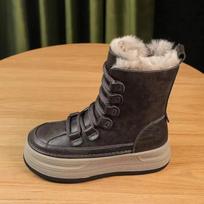 Madingi Lauko Kelioniniai Batai Moteriški Suede Kalnų Batai Stori Kailiniai Vidutinio Blauzdos Sniego Batai Žieminiai Platforminiai Medvilniniai Batai 40 black