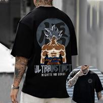 Dragon Ball Animation Goku Printed Shortsleeved 2026 Summer Loose Sporty Mens and Womens Fashionable Roundneck Tshirts 3XL gray