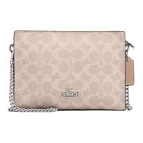 COACH Slim Crossbody 19 Logo-printed zipper closure Coated canvas Shoulder crossbody bag Small Women's Silver Sand and Taupe sidabras