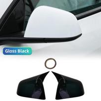 For Tesla Model Y 2019-2025 Car Rearview Side Mirror Cover Wing Cap Trim Carbon Fiber Glossy Black Style Car styling black
