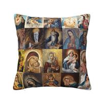 Ave Maria Monogram Throw Pillow Case for Living Room Catholic Jesus Modern Cushion Cover Square Pillowcase 30x30cm 12x12in beige