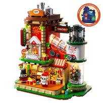 Christmas Gingerbread House Building Blocks with LED Lights Festive Cottage DIY Assembly Toy Gift for Children and Adults black