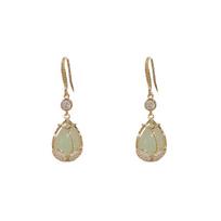 Micro Inlaid Cat Eye Stone Tulip Hook Earrings Fashion Niche Luxury Jewelry For Women žalia