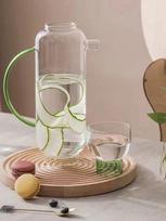 Large Glass Pitcher Glass Water Carafe with Cup Lid, Fridge Water Jug Cold or Hot Beverages, Iced Tea, Milk, Juice 1050ml žalia
