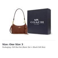 COACH Teri karvės odos rankinė per petį Maža moteriška Vintažinė ruda CCE42-IME0S One Size 3 black