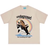 Nediagnozuotas, bet kažkas negerai Arklys su Orca Banginiu Juokingi Memų Marškinėliai Unisex Unisex Hiphopo Punk Medvilniniai Laisvi Laisvalaikio Marškinėliai 4XL beige