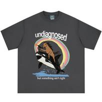 Nediagnozuotas, bet kažkas negerai Arklys su Orca Banginiu Juokingi Memų Marškinėliai Unisex Unisex Hiphopo Punk Medvilniniai Laisvi Laisvalaikio Marškinėliai 3XL black