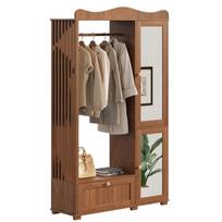 Wardrobe Cabinet with Mirror & Open Clothes Rack – Compact Wardrobe, Practical Storage with Drawer & 2 Doors, Ideal for Bedroom & Hallway 115.5 x 38.5 x 194.5 cm