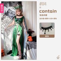 Halloween Adult Costume Mythical Siren Cosplay Medusa Snakehead Cloak Dress L gray