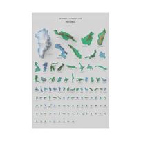Educational Map Largest Islands In The World Painting Map of Largest Islands Picture Unframed Poster Home School Decor A2-42x59cm unframe gray