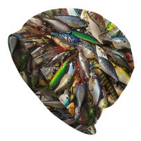 Fishing Skull Cap - Unisex Hip Hop Beanie Hat With 3D Multicolor Fish Design, Durable Outdoor Fishing Trip Hat, Fashionable Nove One Size gray
