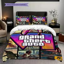 Ryškus koliažas Grand Theft Auto V veikėjų patalynė (1 * antklodės užvalkalas + 2 * pagalvės užvalkalai, be šerdies) 2D plokščias Kalėdų gimtadienio dovana Patalynės komplektas 135x200cm