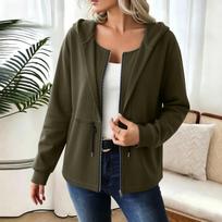 Women's Casual Zip-Up Hoodie Sweatshirt with Pockets XL black