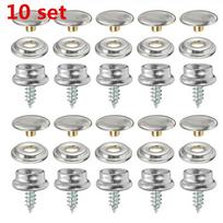 10mm Iron Snap Fastener & Tarpaulin Buckle Set - Includes 10 White Buckles & Installation Tool Silver Bagged 10 Sets with Tool (32pcs) gray