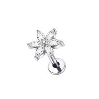 1 vnt. Titano Ausies Kremzlės Auskarai Stud Moterims Vidinis sriegis Cirkonio Gėlė Ausies Lobe Tragus Helix Lūpų Žiedai Papuošalai 16G 16G 1.2x6mm