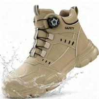 Men Steel Toe Safety Work Boots Anti-smash Puncture Proof Kevlar Midsole Waterproof Lightweight Industrial Shoes Rotary Buckle 37 gray