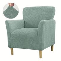 Aukštas, elastingas fotelio užvalkalas su pilnu apvyniojimu ir porankiais Jacquard - Single High-back Sofa Cover šviesiai žalios spalvos