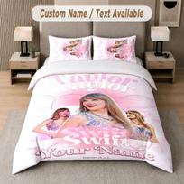 Custom Bedding Set Taylor Swift Pattern, Print Name Text 1 Duvet Cover plus 2 Pillowcases Home Textile 135cmx200cm white
