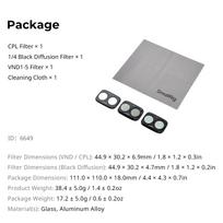 SmallRig Filter Kit for DJI Osmo Pocket 4P Glass with VND1-5 / CPL Filter Variable ND Protective Gimbal Lens Camera Shooting Kit