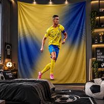 Sieninis gobelenas su Cristiano Ronaldo atspaudu Audinys svetainei, miegamajam, namų dekoravimui 180cmx230cm