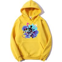 Anime Print su gobtuvu Helluva Boss Patogūs Manga megztiniai Animacinių filmų spaudiniai Mieli drabužiai su gobtuvu Sudaderas Harajuku Kawaii Hoody S geltona