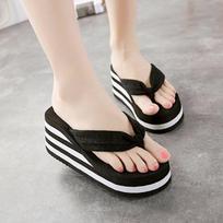 Platforminiai basutės Moteriškos šlepetės Aukštakulnės Zapatillas Vasariniai batai Madingi pleištai Šlepetės Juodos Pantufa Namų vonios šlepetės 35 juoda