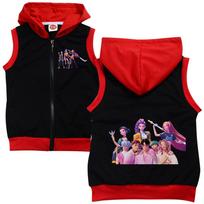 Vaikams Mergaitėms Anime Animacinis K-Pop Rumi Zoey Mira Spausdintas Laisvalaikio Gobtuvu Berankovis Užtraukiamas Liemenė 110cm juoda