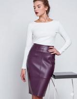 Sijonas Mada Natūrali Kasdieninė Avies Oda Moteriškas Stilingas Violetinis Odinis Formalus Minkšto Kirpimo XL violetinė