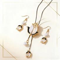 Fashion exquisite tulip necklace earrings jewelry set versatile personality high sense niche design balta