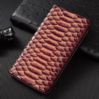 Gyvatės natūralios odos dėklas Apple iPhone 6 6S 7 8 X XS XR 11 12 13 14 15 16 16e 17 Pro Max Plus telefonui Piniginės dangteliai iPhone XR&Genuine Leather brown