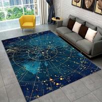Žvaigždėto dangaus žvaigždynų kilimas - didelis kilimas svetainei, mėlynas galaktikos kilimas su zodiako ženklais, modernus namų dekoras 50cm x 80cm gray