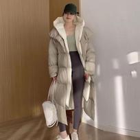 Pūkinė striukė moterims žiemos storio šilta ilga pūkinė striukė su gobtuvu madingas parkas One Size balta