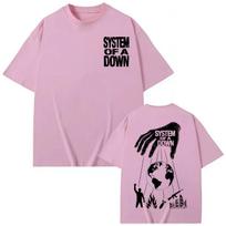 System of A Down Dvipusės spaudos marškinėliai Vyrams Moterims Drabužiai Roko Mados Marškinėliai Medvilniniai trumpomis rankovėmis marškinėliai S pink