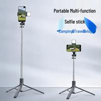 Portable Selfie Stick with Light: Handheld Live Streaming Stand & Anti-shake Bluetooth Remote Control for Travel Photography Integrated Selfie Stick without Light