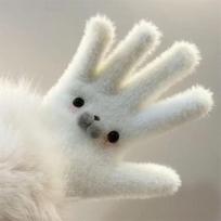 Cute Seal Themed Plush Winter Gloves; Snowman Design, Five-Finger Protection for Stylish Christmas Gifts gray