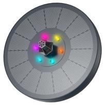 3W Solar Water Fountain with Colorfuls Light and 7 Different Nozzles, Ideal Outdoor Water Feature Decoration for Garden Pond Etc gray