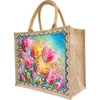 Waterproof Girl Diamond Painting Handbag Tulips DIY Rhinestones Handbag Art Kit Diamond Painting Storage Bag for Outdoor Travel tulpės spalva