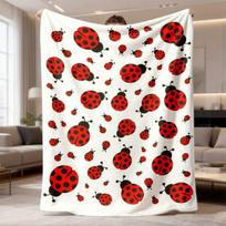 2026 Latest Flannel Blanket | Red SevenSided Ladybug Print, Ultra Soft and Comfortable, Lightweight and Durable, Suitable for Sofa, Bed, Travel, and C 75X95CM red