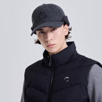 CHALLENGER Men'S Wool-Touch Knit Mix Ear Cuff Golf Ball Cap Charcoal Ch/Free black