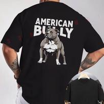 AMERICAN BULLY graphic Motorcycle T-Shirt back Print Men's Short sleeve O-neck Summer Casual To M white