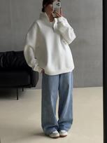 Fleece-Lined Oversized Warm Lapel Half-Zip Women's Hoodie gray