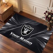Las Vegas Raiders Personalized Crystal Velvet Carpet, Customized Name Text Soft Anti‑Slip Rug for Living Room Bedroom 60cmx90cm brown