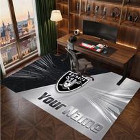 Las Vegas Raiders Personalized Crystal Velvet Carpet, Customized Name Text Soft Anti‑Slip Rug for Living Room Bedroom 80cmx120cm black