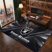 Las Vegas Raiders Personalized Crystal Velvet Carpet, Customized Name Text Soft Anti‑Slip Rug for Living Room Bedroom 80cmx120cm